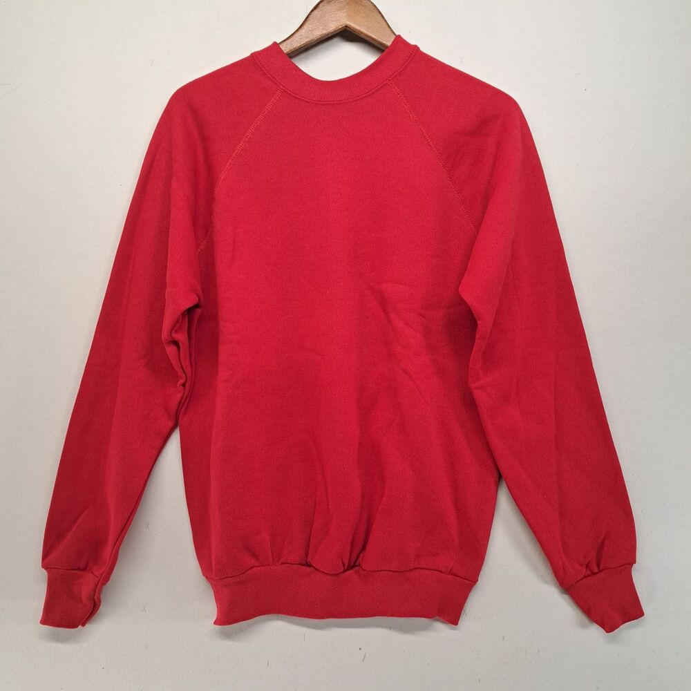 Vintage 80s Tultex Raglan Sweatshirt Made in USA Red Blank Crewneck Large